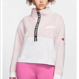 Nike Pro Get Fit Icon Clash Womens Fleece Sweatshirt Half-Zip Dri Fit Size M